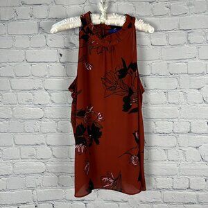 Apt. 9 Women's Floral Print Sleeveless Tank Top Blouse, Size Large, Burnt Orange